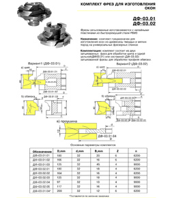 ДФ-03.01 комплект фрез для изготовления окон, Р6М5