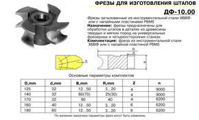 ДФ-10.00 фреза для изготовления штапов 125х32 R= 3, Р6М5